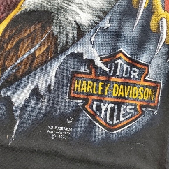 VTG Harley 3D Emblem Tank Men XL Eagle Black Single Stitch Muscle Shirt USA 1990 - Picture 11 of 12